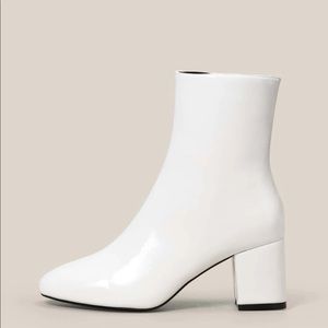White chunky heel boot